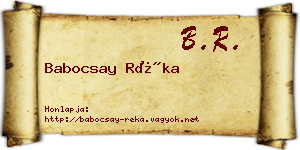 Babocsay Réka névjegykártya